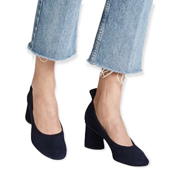 Tory Burch Heels Column Block Therese 65mm Black Suede Round Toe Womens 9 - Picture 13 of 14